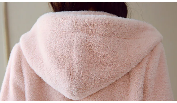 Imitation Mink Velvet Coat Women's Mid-length Autumn And Winter New Style Korean-style Embroidery Knitted Cardigan Hooded T