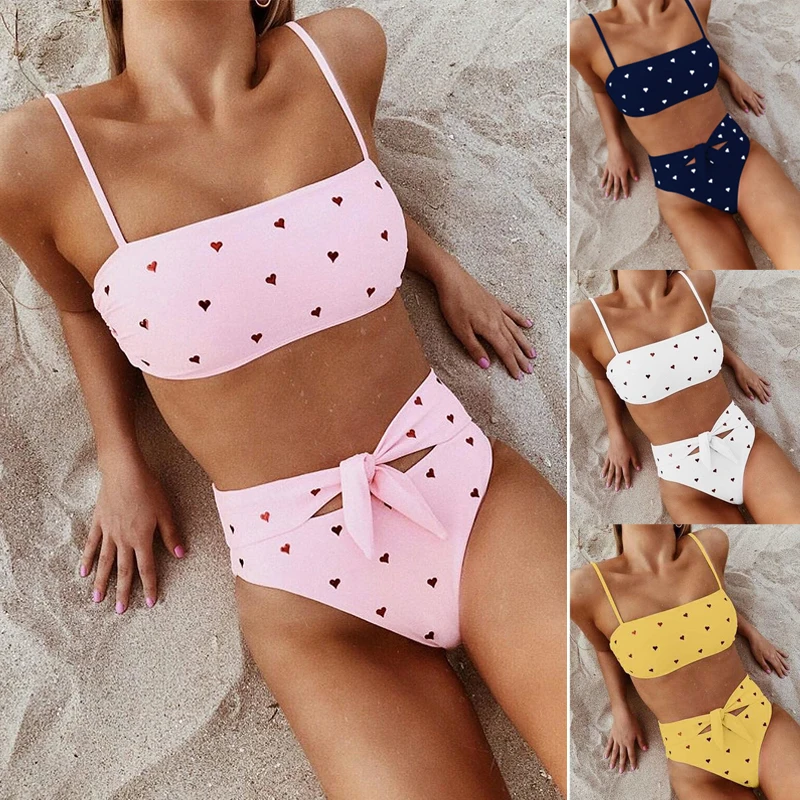 

2 Piece Bandage Swimsuit Bikini Push Up Swimwear Women High Waisted Girls Bathing Suit Tankini Swimsuits Women Biquini