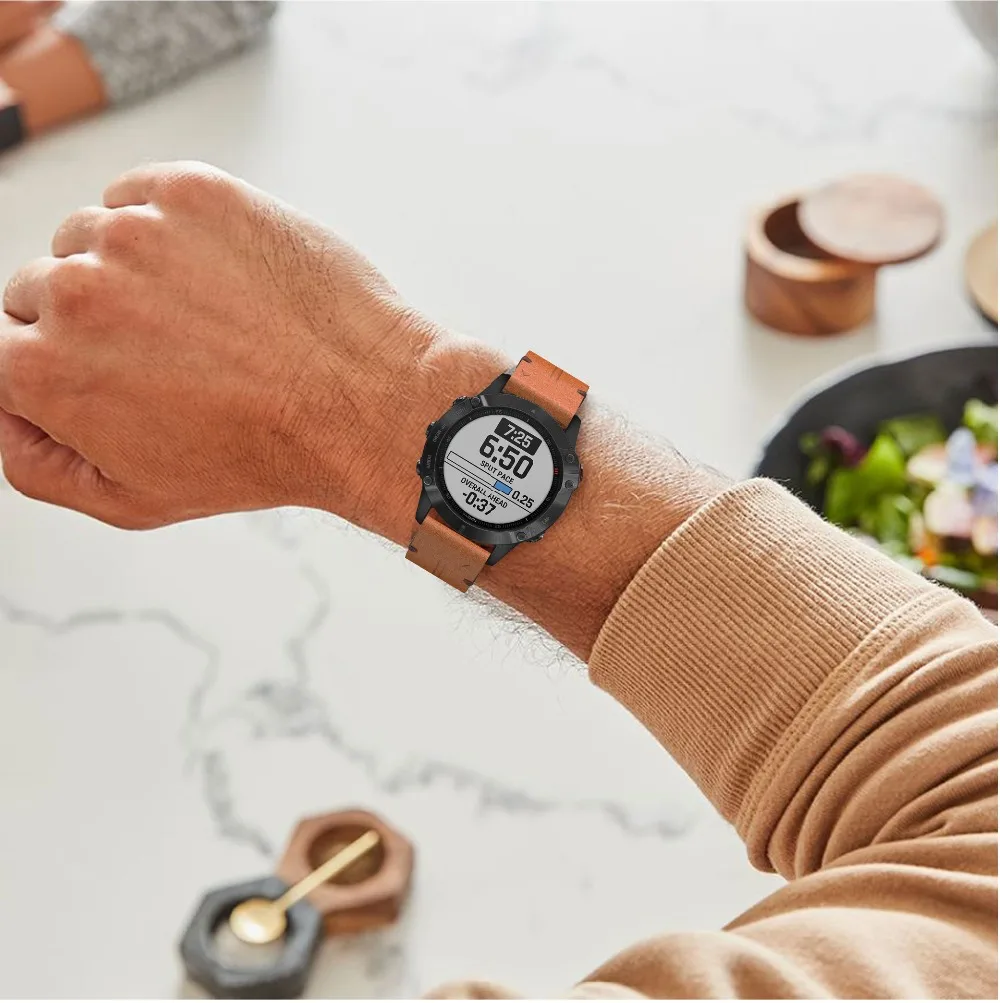 22 мм быстросъемный роскошный кожаный ремешок для часов Garmin Fenix 6 5 5 Plus 935 945 смарт-ремешок Easyfit ремешок на запястье