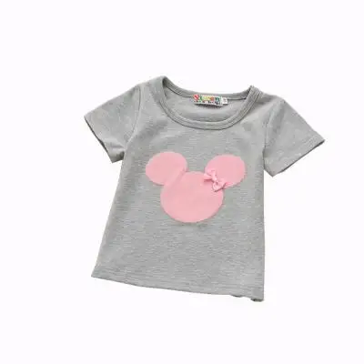 Girls Long Sleeve Children's T-shirt Bottom-shirt Children's Autumn Cartoon Embroidered Cotton T-shirt - Цвет: E20-gray