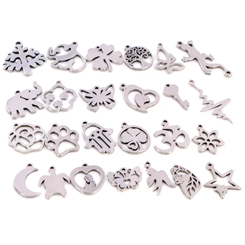 

30pcs/lot No Fade Charms 316 Stainless Steel Butterfly tree heart Charms handmade Craft pendant Jewelry Making,DIY for necklace