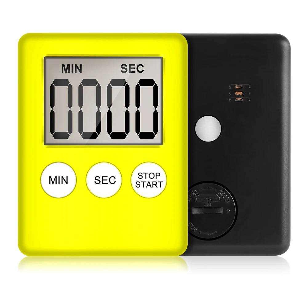 1 шт 8 цветов супер тонкий цифровой экран lcd Кухня таймер квадратный Пособия по кулинарии отсчет таймер обратного Будильник с таймером магнитные часы Temporizador - Цвет: Yellow
