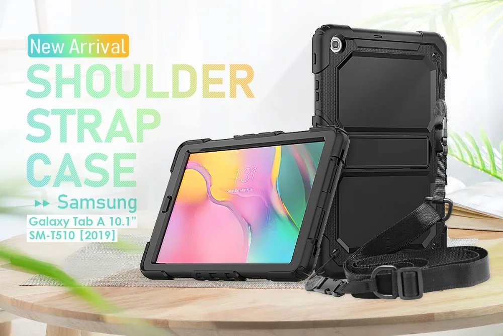 Чехол для планшета для Samsung Galaxy Tab A 10,1 SM-T510 SM-T515 T510 T515 противоударный Heavy Duty с подставкой Повесьте обложка+ ручка+ защитная пленка на экран