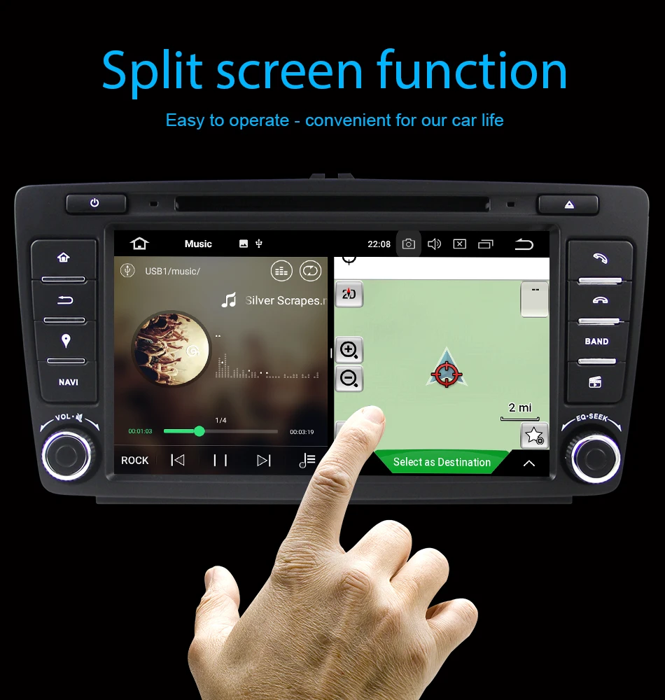 Discount Eunavi 2 din Android 9.0 Car DVD Player GPS Navigation For Skoda Octavia 2014 2015 A7 Radio Stereo Multimedia car pc 2G RAM 10