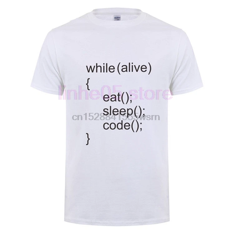 2019 While Alive Eat Sleep Code T Shirts Men Summer Style Man Short Sleeve Cotton Java Programmer Fitness shirts Tops | Мужская одежда
