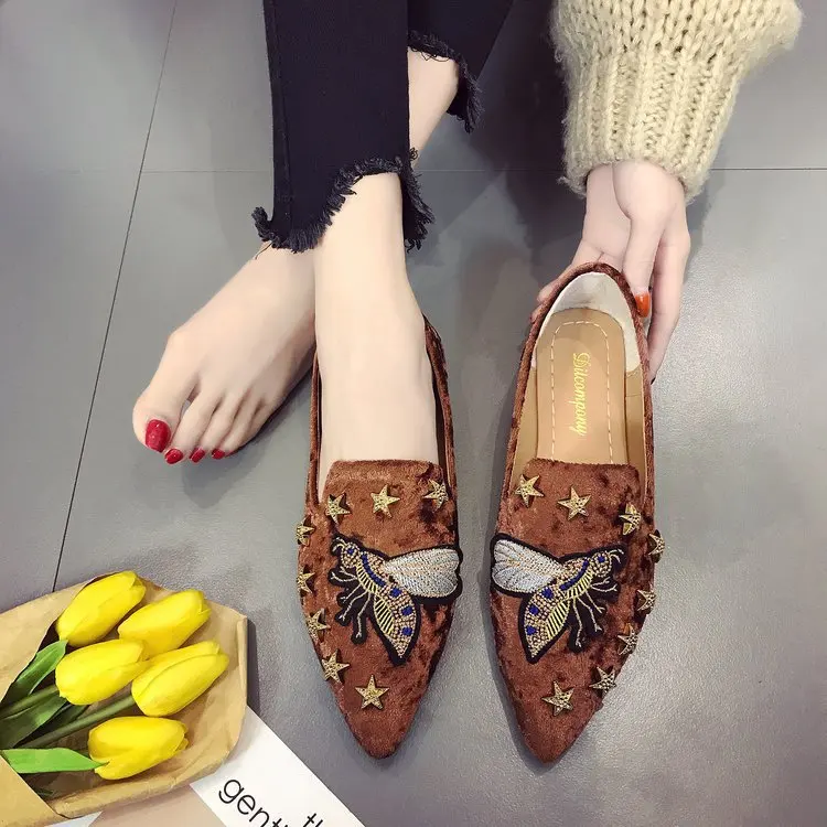 

Moccosins Women's Flat 2018 Pointed Loafers Korean-style Spring Versatile New Style Students Suede Harajuku Daily Life Fashion