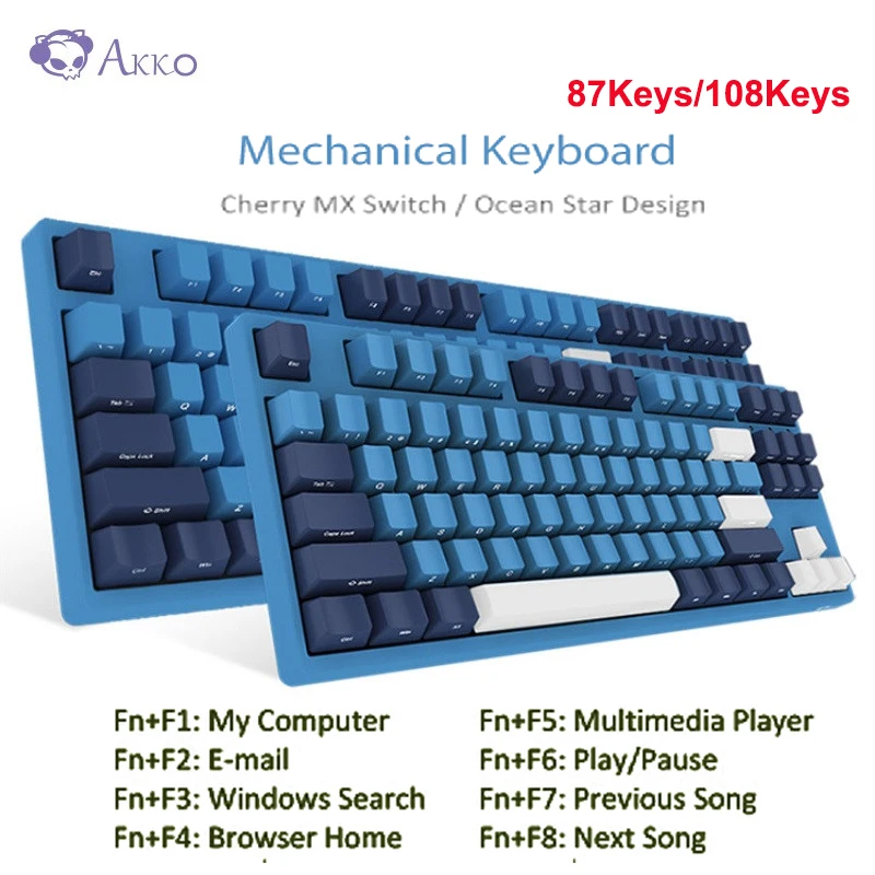 

AKKO 3108/3087 SP Ocean Star Gaming Mechanical Keyboard 108 Key/87 Key Cherry MX Switch 1ms Speed USB Type-C For Computer Gaming