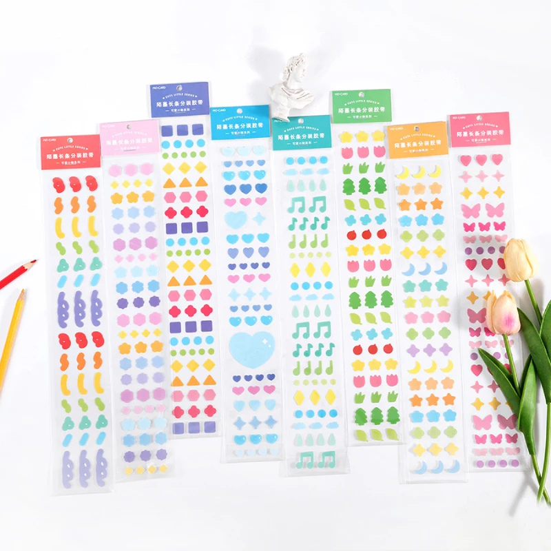 Cute Mini Pattern Long Strip Stickers Decoration Bullet Journal Planner Scrapbooking Idol Cards Deco Stickers Korean Stationery afbeelding