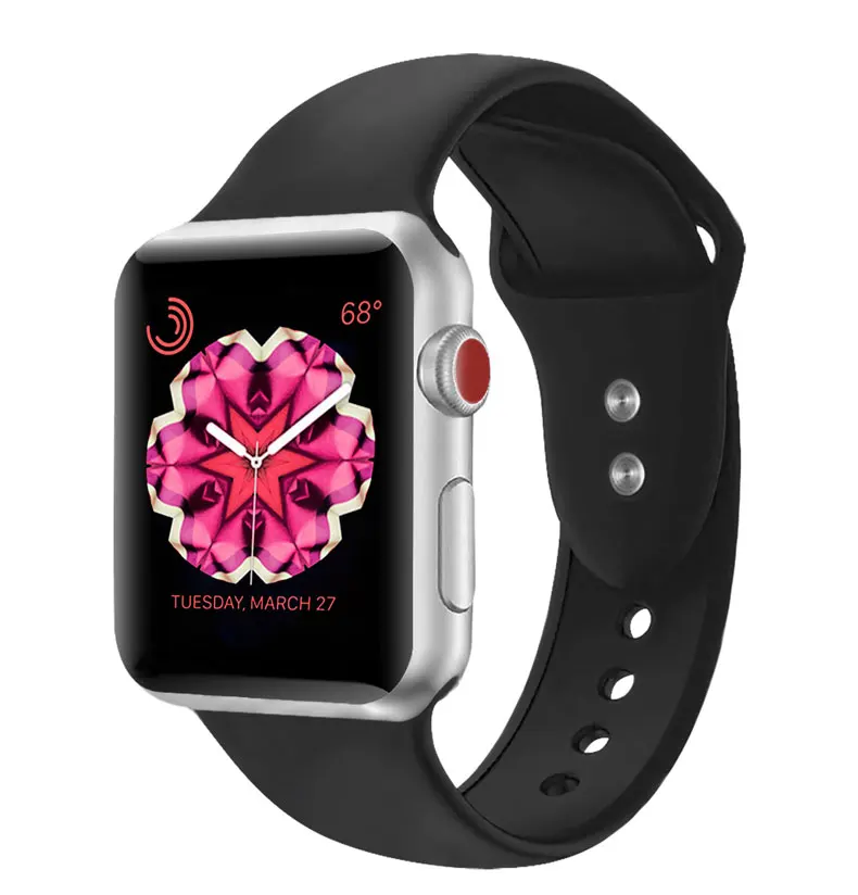 Силиконовый ремешок для Apple Watch 4, 5, 44, 40 мм, спортивный ремешок iwatch series 3, 2, 1, 42 мм, 38 мм, браслет на запястье, ремешок для часов