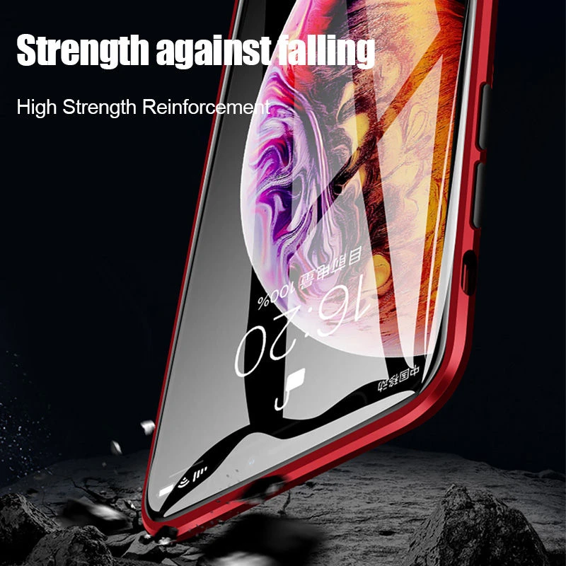 Адсорбция Магнитный металлический чехол для iPhone XR XS X XS Max 6 6s 7 8 Plus двустороннее стекло закаленное Полное защитное заднее покрытие