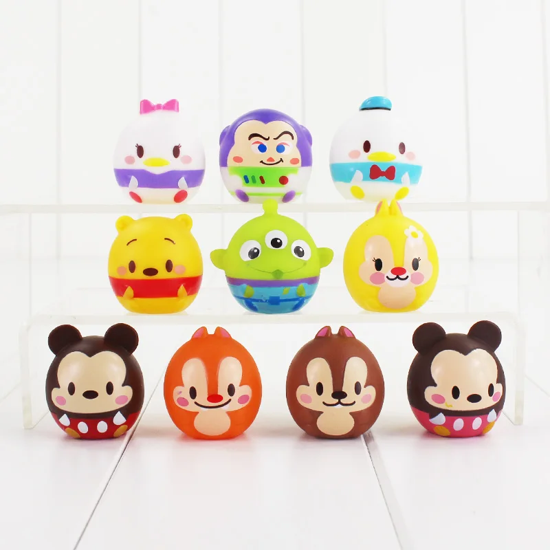 10 unids/lote figuras de vinilo Minnie Mouse Pato Donald Daisy juguete historia Buzz Lightyear apretar alienígena modelo Juguetes