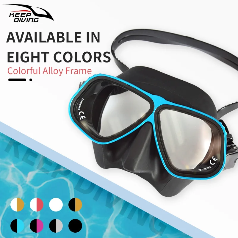 Free Diving Mask Ultra Low Volume Snorkeling goggles Color Alloy Frame Diving Goggles For Scuba Dive