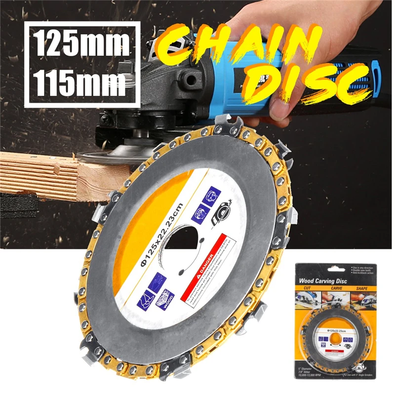 

125mm/115mm Woodworking Carving Disc Grinder Chain Fine Abrasive Cut Disc Plate Wheel For Angle Grinder