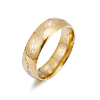 

Golden stainless steel Couple rings personality domineering stars with the same paragraph