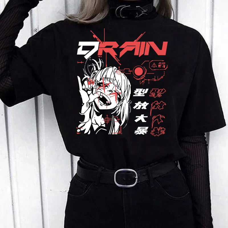 Goth Anime Tshirt Tee Aesthetic Women T-shirt Punk Grunge Streetwear Ladies Gothic Top Manga T Shirt Harajuku Clothes Y2k Female | Женская