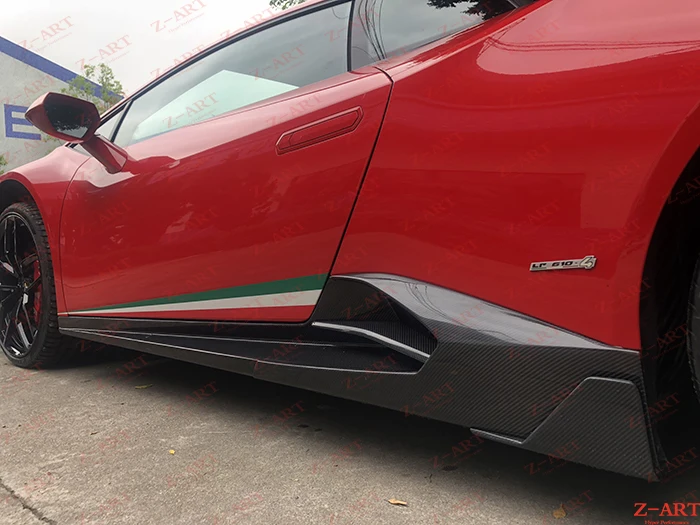 Z-ART углеродного волокна боковые юбки для Lamborghini Huracan углеродного волокна боковой спойлер для Lamboghini LP610 углеродного волокна боковые губы