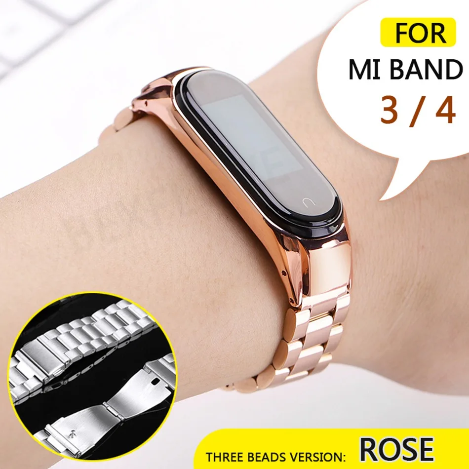 Протектор/браслет mi band 3 4 ремешок для Xiaomi mi band 4 3 ремешок/браслет для mi Band 4 3 ремешок металлические ремни из нержавеющей стали - Цвет: 019Q