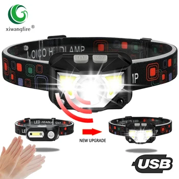

Sensor Headlight Ultralight T6+COB LED Rechargeable Headlight 8 Modes Waterproof, Used for Outdoor Camping and Fishing