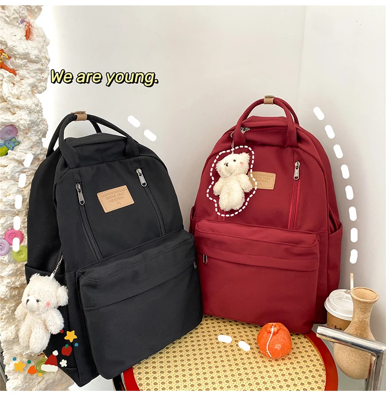 JULYCCINO  Multifunction Double Zipper Women Backpack Teenager Girls Laptop Backpack Student Shoulder Bag Korean Style Schoolbag fashionable travel backpacks