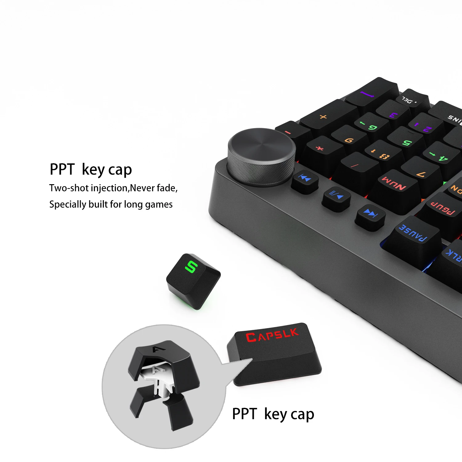 Teclado Mecânico de Jogos com Fio com 104 Teclas Luz de Fundo Mista Preto e Cinza com Botões Multi-função Francês Eua Layout Es-rs - Imagem 3