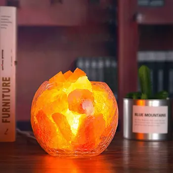 

Nieuwe Collectie Ice Crack Creative Decorative Table Lamp Home Decor Creative Gift Usb Led Nachtlampje Crystal Salt Lamp Glass