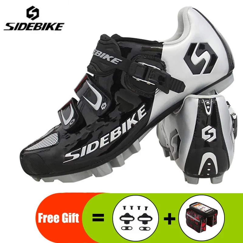 black add gift SIDEBIKE/велосипедная обувь; набор педалей; Уличная обувь; sapatilha ciclismo; MTB; горный велосипед; самоблокирующаяся спортивная обувь для велоспорта - Цвет: black add gift
