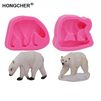 

New animal polar bear fondant silicone mold, cake mold, biscuit pastry decoration baking mold. Handmade chocolate clay mold.