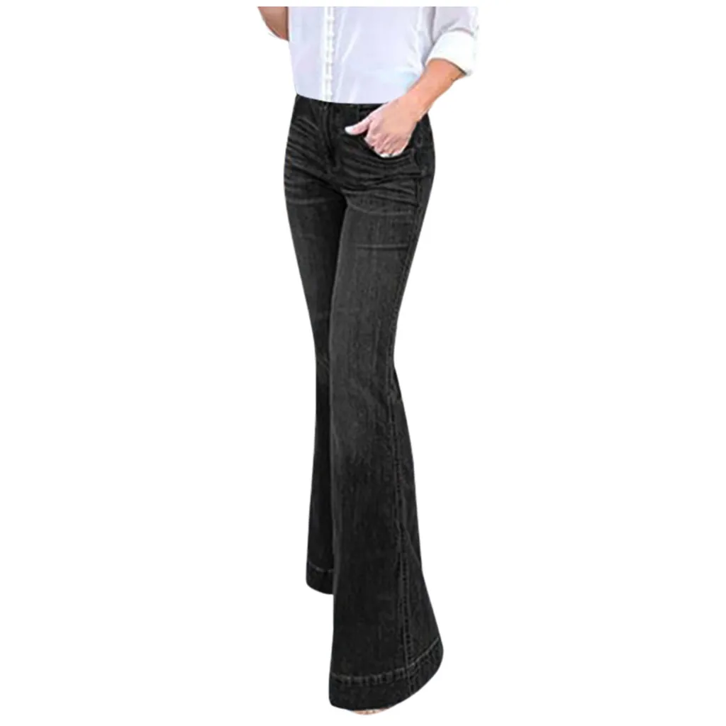 Womail широкие джинсы для женщин мама расклешенные брюки с высокой талией стрейч джинсы большого размера джинсовые пуговицы летают повседневные женские джинсы