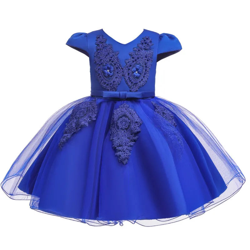 Костюм для девочек милое Сетчатое платье принцессы с бантом Рождественский подарок для девочек возрастом от 0 до 6 лет нарядное платье для девочек на день рождения - Цвет: blue