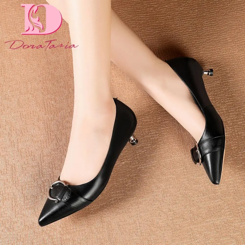 

Doratasia Hot New Design Genuine Cow Leather Strange Style Concise Pumps Woman Shoes Pointed Toe Slip-On Spring Pumps Women