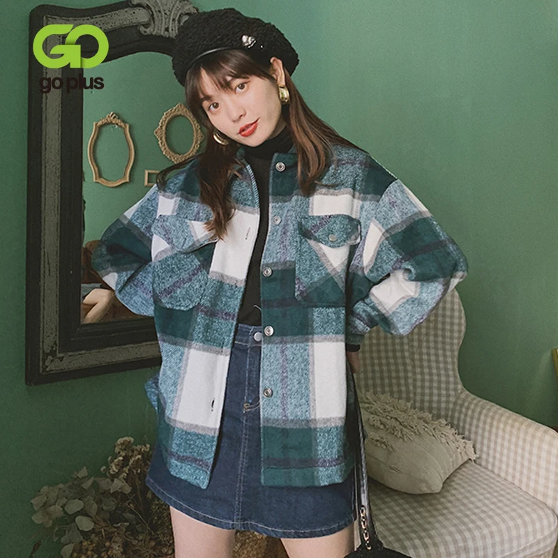 Veste Jackets Coats Plaid Spring Long-Sleeve Vintage Womens And Blouson GOPLUS Tops
