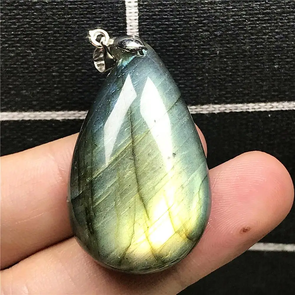 Натуральный желтый светильник лабрадорит ожерелье кулон ювелирное изделие для
