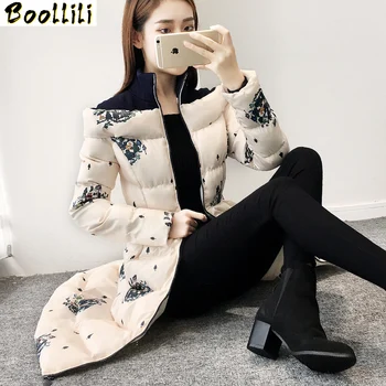 

Boollili 2020 Parka Winter Jacket Women Fashion Padded Jacket Long Coat Parkas Thick Print Fluffy Jackets Camperas Mujer