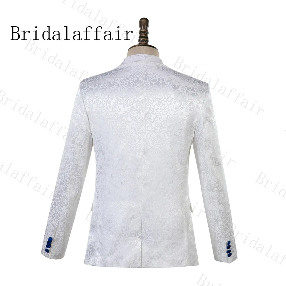 Bridalaffair одежда цвета слоновой кости белый Jacqaurd смокинг мужские свадебные костюмы костюм смокинг жениха Формальные костюмы(куртка+ брюки+ жилет