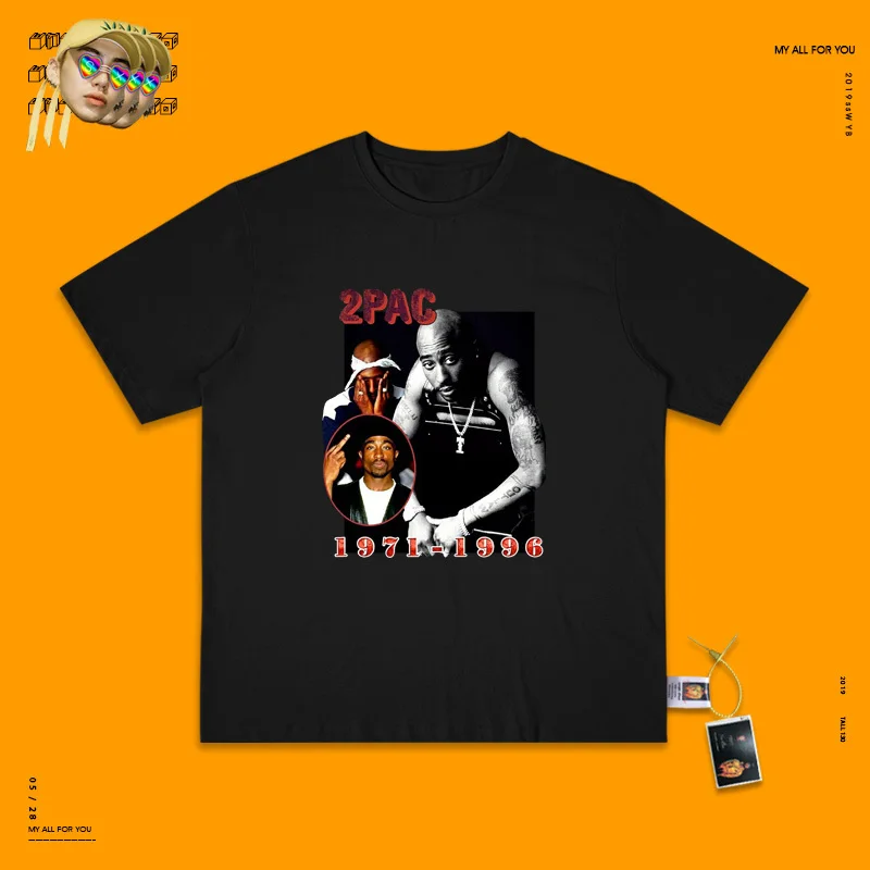Salute 2pac бандит банда хип-хоп рэп Си Хай банк короткий рукав Футболка свободная Высокая улица хип-хоп