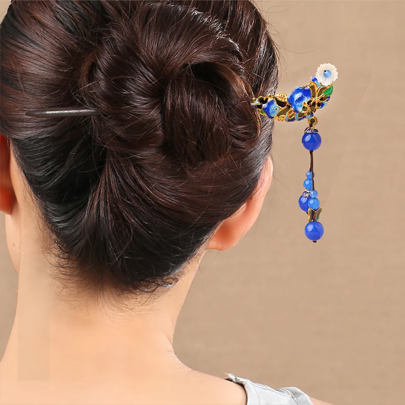 vintage blue stone Ancient Chinese lady hairpin hair sticks Hair  accessories Headwear bun up do tools for hanfu kimono COSPLA|Phụ kiện tóc  cho nữ| - AliExpress