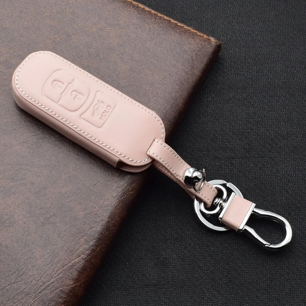 ATOBABI розовый автомобильный чехол для ключей для Mazda 5 6 Axela CX5 CX7 Atenza CX-5 из натуральной кожи с дистанционным брелоком чехол 3 кнопки женская сумка для ключей