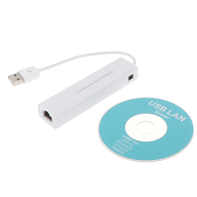 1 шт. USB Ethernet с 3 портами usb-хаб 2,0 RJ45 Lan сетевая карта USB в Ethernet адаптер для ПК USB 2,0 концентратор с USB LAN Драйвером