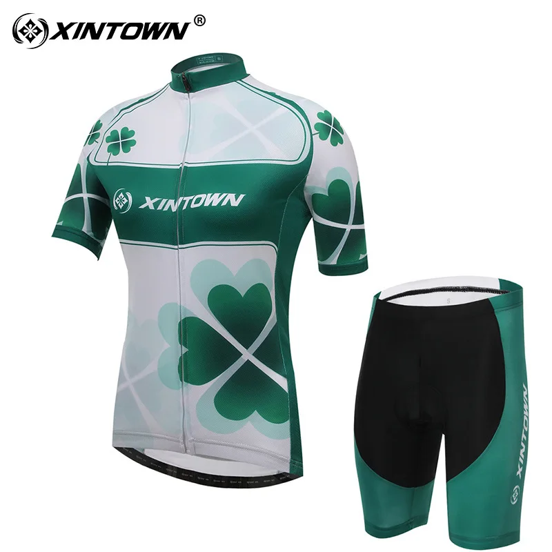 

Xintown Clover Short-sleeve Cycling Clothes Set Cyclist Coat Summer Moisture Wicking Fast Drying Clothes