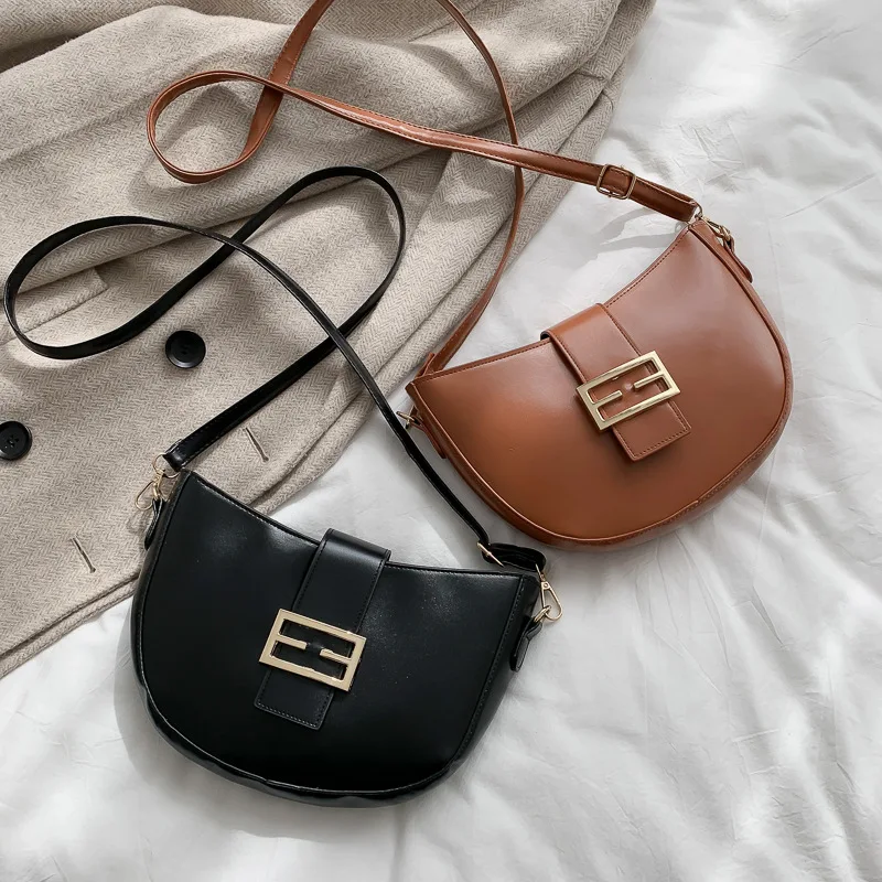 

New Arrival Textured Bag WOMEN'S Bag 2020 Autumn And Winter New Style Fashion Saddle Bag Korean-style Retro Versatile Crossbody