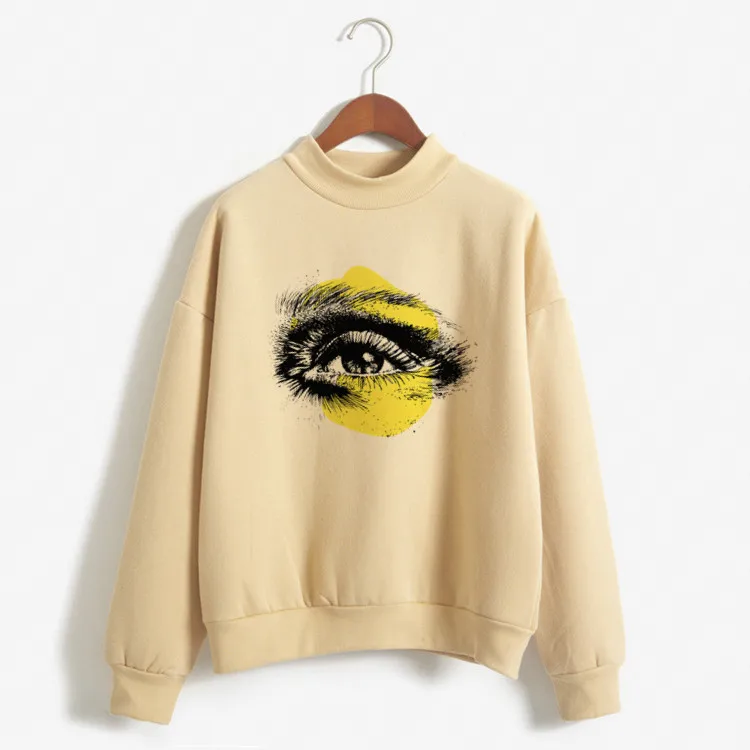 KHAKI-DY419 Женские толстовки в студенческом для модных девочек № 98 куртки с капюшоном и принтом с буффами на рукавах и белого цвета; милые розовые Топы на осень свитшоты fresh серая толстовка с капюшоном - Цвет: KHAKI-DY419