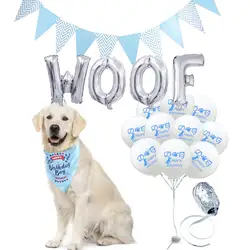Воздушные шары для собак на день рождения, шар в форме буквы WOOF, аксессуары для животных, сафари, вечерние праздничный колпак, розовое