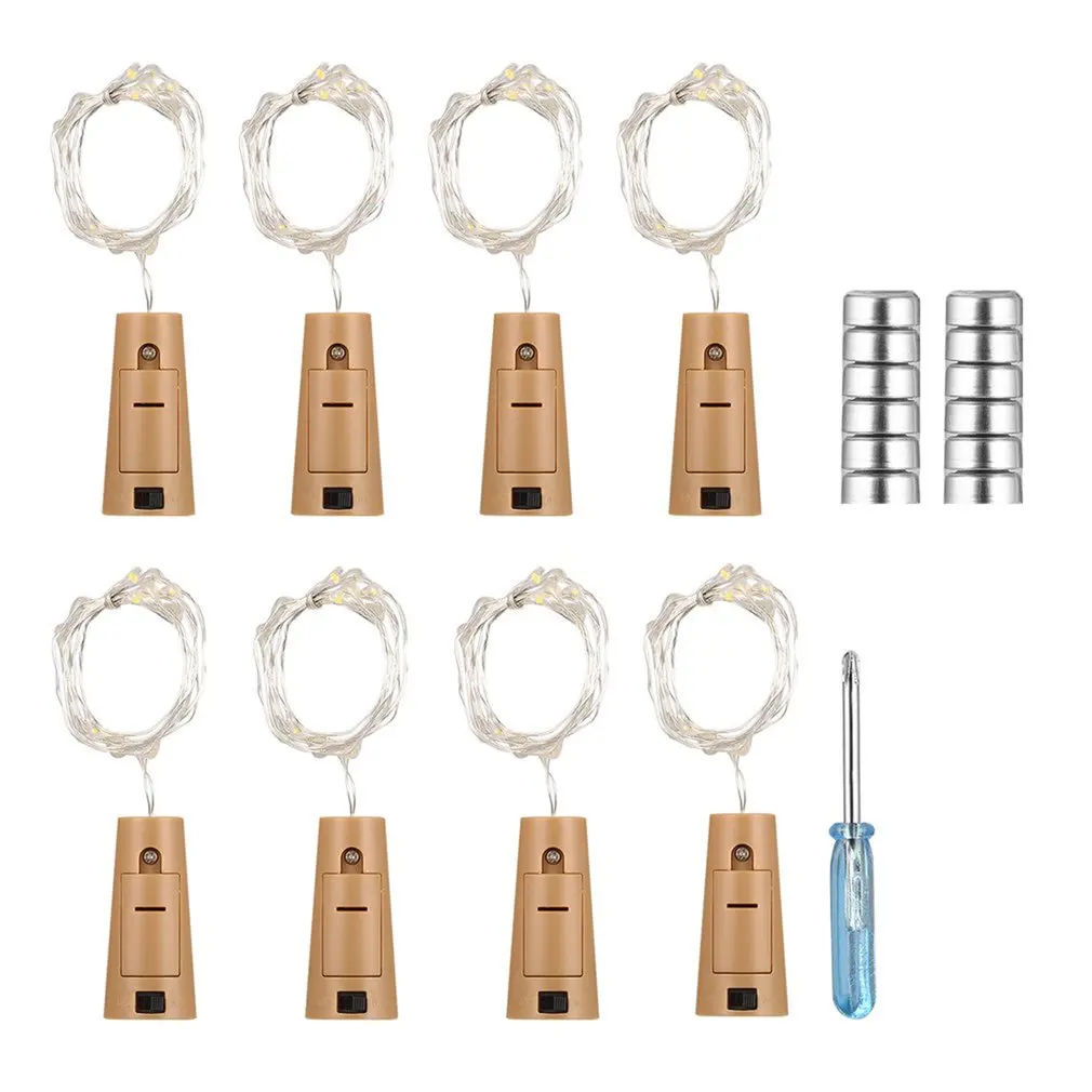 8pcs 15 LEDs String Light Copper Wire Wine Bottles Cork Lights Lamp Battery Powered for Christmas Wedding Party Decoration