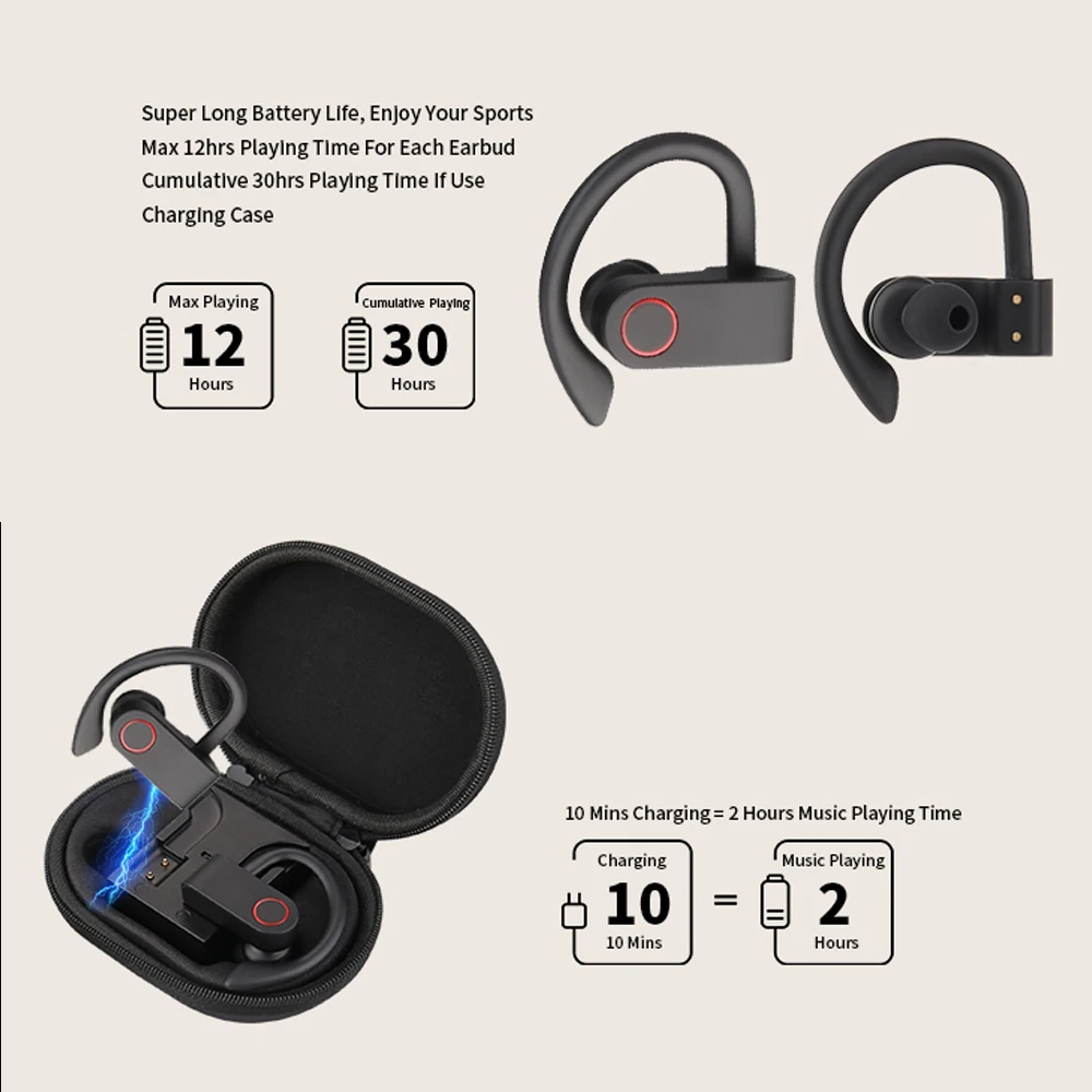 Наушники ICEICE A9 TWS, Bluetooth, настоящие беспроводные наушники, 8 часов музыки, bluetooth 5,0, беспроводные наушники, водонепроницаемые, спортивные наушники