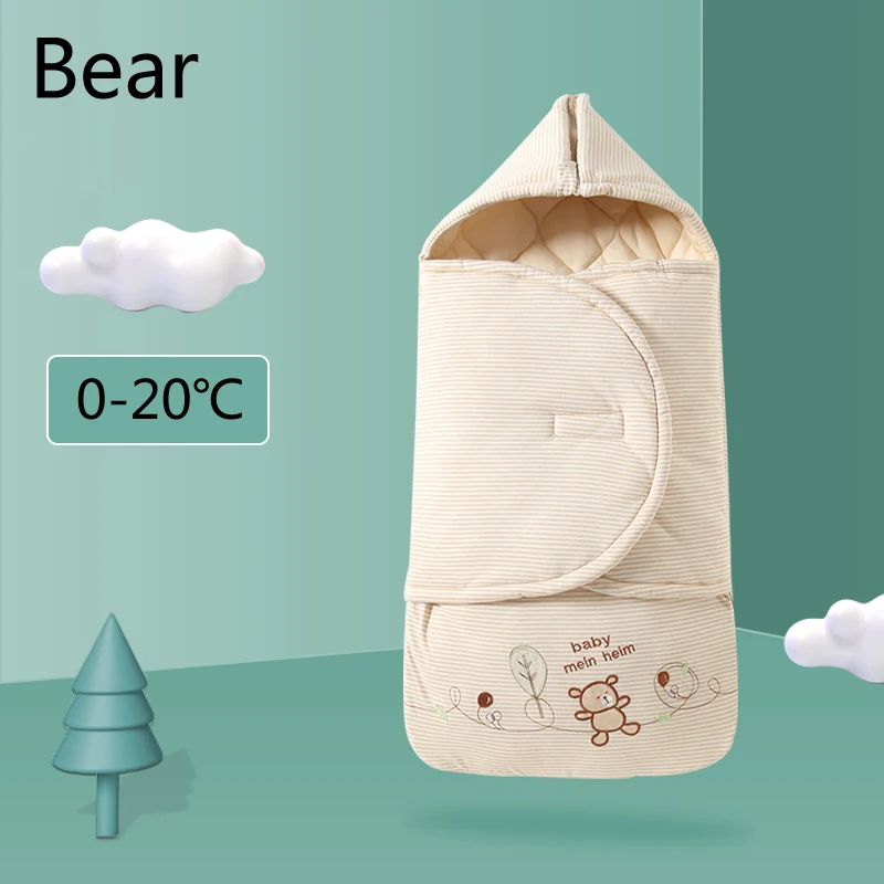 Зимнее одеяло для маленьких мальчиков и девочек, хлопковый Пеленальный спальный мешок для новорожденных, детское постельное белье - Цвет: bear