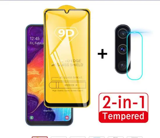 

2 in 1 9D Tempered Glass Lens Film For Galaxy A50 A30 A70 Screen Protector Protective Glass for Samsung M10 M20 M30 M40