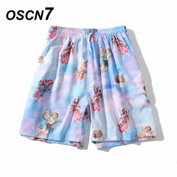 

OSCN7 Casual Streetwear Hawaii Print Oversize Beach Board Shorts Men 2020 Summer High Street Bermuda Short Pants Women BM28