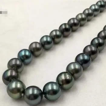 

Fashion jewelry Free Shipping 10-11mm round pearl necklace green pearl necklac 18inch 14k