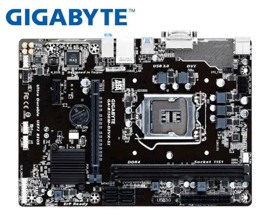 Gigabyte B150M-D3VX-SI DDR4 LGA 1151 B150 б/у рабочего Материнская плата 32 Гб USB2.0 USB3.0 DVI GA-B150M-D3VX-SI материнская плата