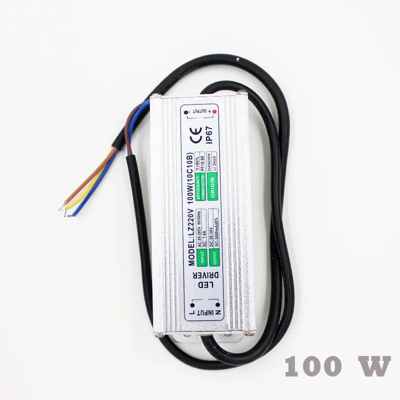 10-100W Wateerproof LED Light Driver AC 85-265V DC25-38V Transformer Power Supply Adapter for Led Lamp/Floodlight /Strip